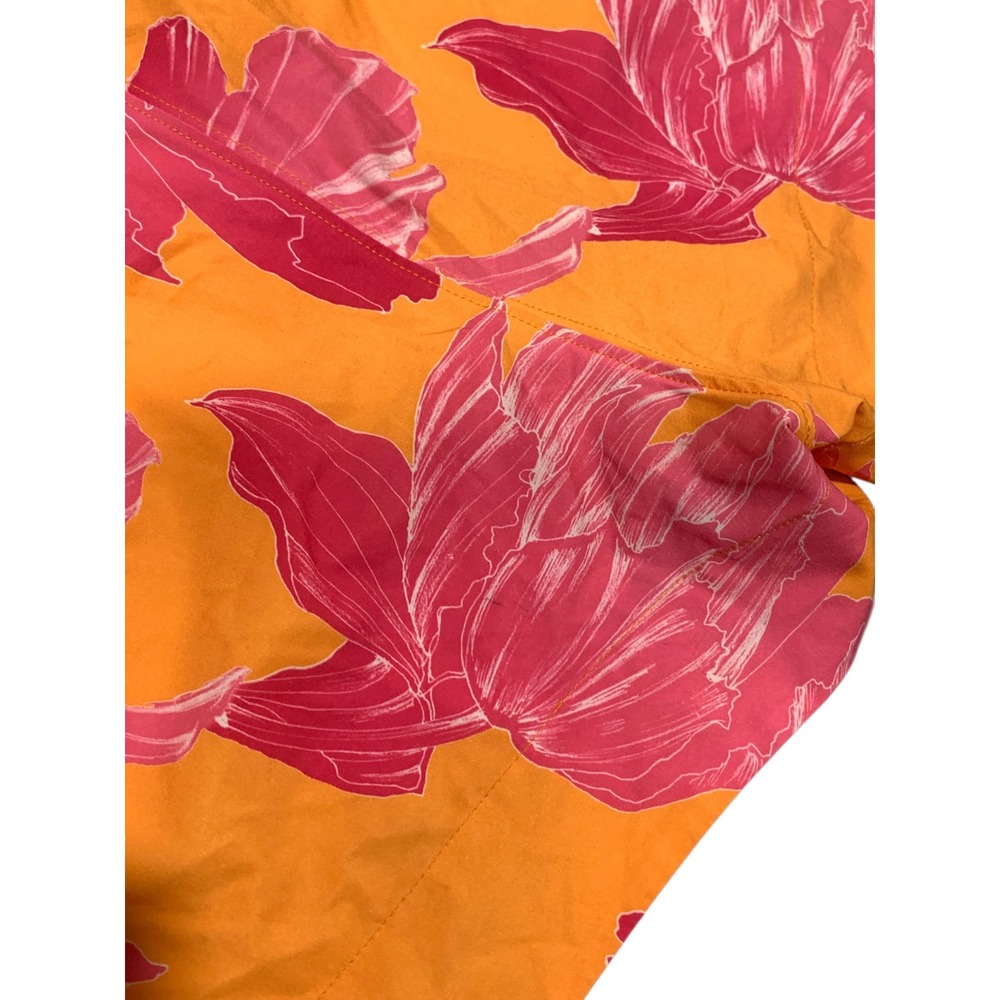 Athleta Women 10 Orange Pink Floral Tropical Board Shorts Swim Trunks Quick Dry - Picture 7 of 8